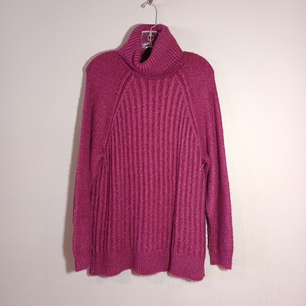 Free People Big City Turtleneck Sweater In Mulberry Size L